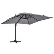 OVIALA - Parasol déporté inclinable 360° 3x3m et 4 dalles à remplir alu gris - Malaga - vignette