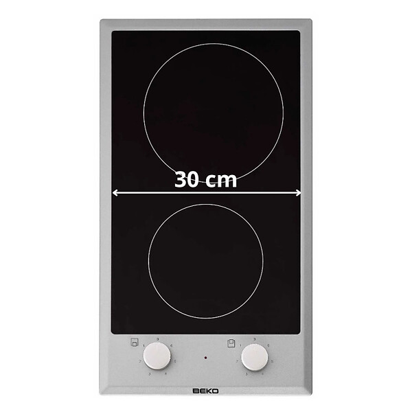 BEKO - Beko Plaque vitrocéramique 2 foyers, 30 cm, 6 niveaux de puissance, cadre inox (HDCC32200X) - large