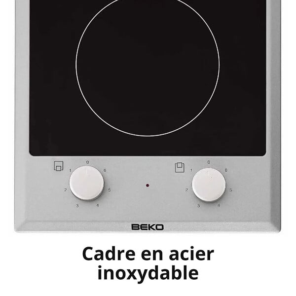 BEKO - Beko Plaque vitrocéramique 2 foyers, 30 cm, 6 niveaux de puissance, cadre inox (HDCC32200X) - large