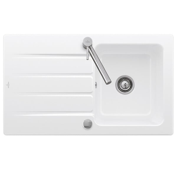 VILLEROY & BOCH - Villeroy & Boch Architectura 50 Evier à encastrer 86x51cm réversible avec vidage automatique, Céramique, Blanc (33501201) - large