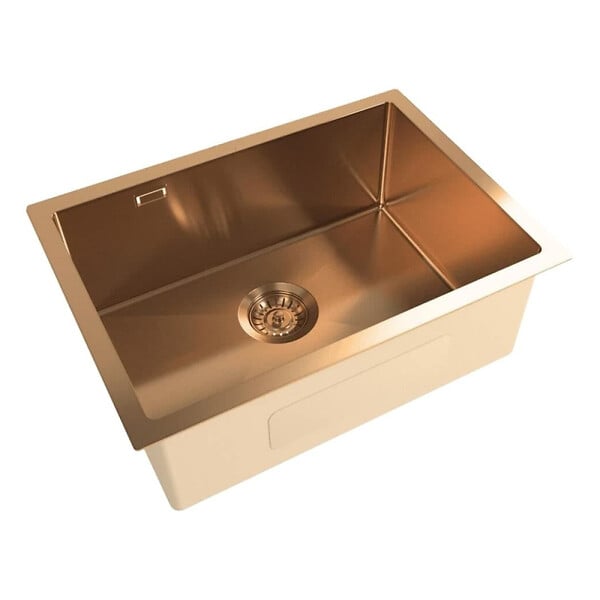 SWISS AQUA TECHNOLOGIES - Swiss Aqua Technologies Aurum Evier en acier inoxydable, 55x45x21 cm, or rose (SATSINK5545BRGU) - large