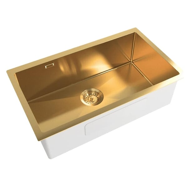 SWISS AQUA TECHNOLOGIES - Swiss Aqua Technologies Aurum Evier en acier inoxydable, 68x45x21 cm, or (SATSINK6845BGU) - large