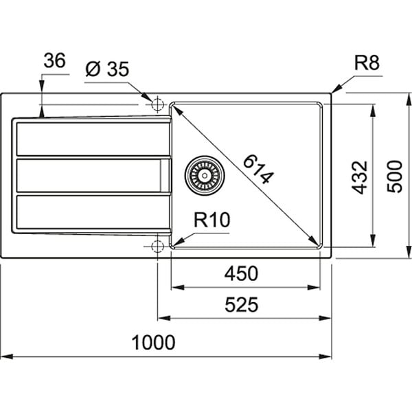 FRANKE - Franke Sirius 2.0 S2D 611-100 Tectonite évier à encastrer 1 bac, avec égouttoir, Noir - large