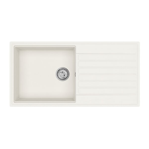 SWISS AQUA TECHNOLOGIES - Swiss Aqua Technologies 100x50 cm évier avec égouttoir réversible en Granite, à encastrer, blanc (SATSINKGQK103W) - large