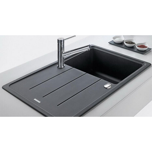 FRANKE - Franke Basis BFG 611-97 Evier 97x50cm avec égouttoir réversible, Fragranit +, Onyx (BFG611-97ON) - large