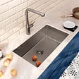 CERAMIA - Ceramia Timeless Évier de cuisine sous plan en inox 304, 68x45x21 cm, Gun Metal brossé PVD - vignette