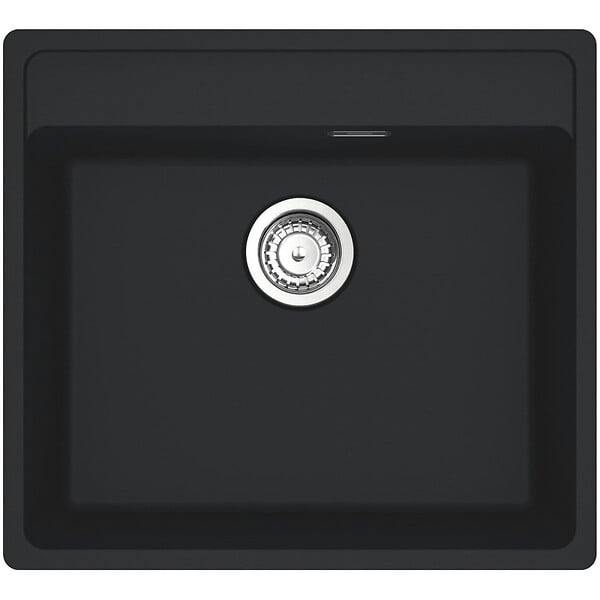 FRANKE - Franke Maris MRG 110-52 Evier sous plan/à fleur 55x50cm, avec bonde et siphon gain de place, en Fragranit+, Noir mat - large