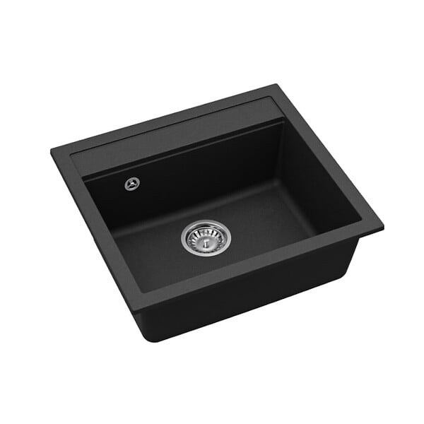 SWISS AQUA TECHNOLOGIES - Swiss Aqua Technologies 56,5x51cm évier en Granite, à encastrer, noir (SATSINKGQQ100B) - large