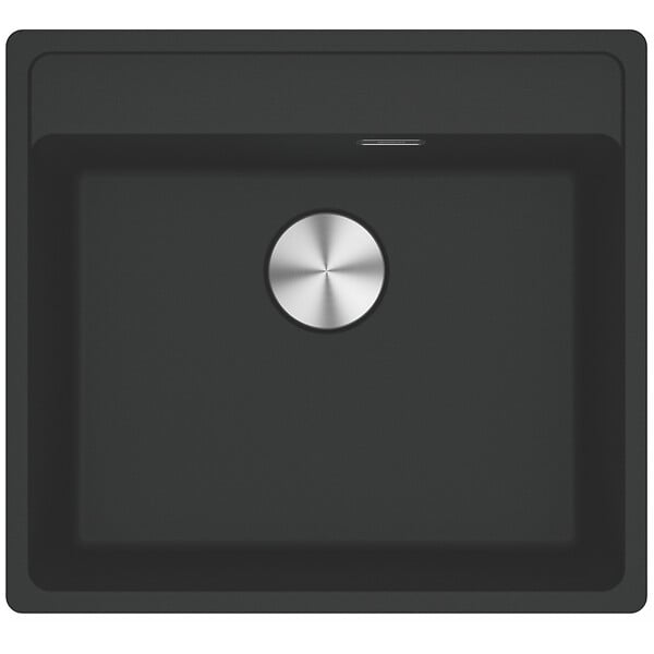 FRANKE - Franke Maris MRG 110-52 Evier sous plan/à fleur 55x50cm, avec bonde et siphon gain de place, en Fragranit+, Noir mat - large