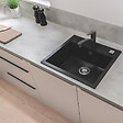 SWISS AQUA TECHNOLOGIES - Swiss Aqua Technologies Evier avec égouttoir en granite à encastrer + mitigeur Grohe monocommande avec douchette 2 jets, noir mat (SATSINKGE3B-SET) - vignette