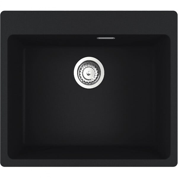FRANKE - Franke Maris MRG 610-54 Evier à encastrer 59x50cm, avec bonde et siphon gain de place, en Fragranit+, Noir mat - large