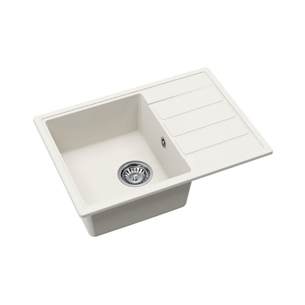 SWISS AQUA TECHNOLOGIES - Swiss Aqua Technologies 62x44 cm évier avec égouttoir réversible en Granite, à encastrer, blanc (SATSINKGE2W) - large