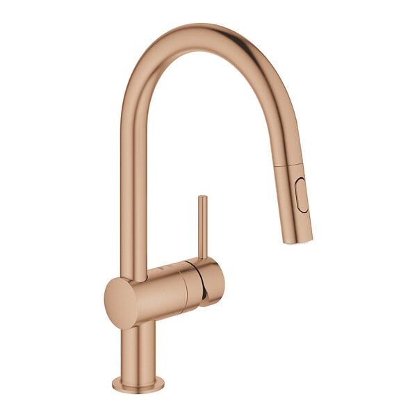 GROHE - Grohe Minta mitigeur monocommande évier avec douchette 2 jets, cuivre brossé (G32321DL2) - large