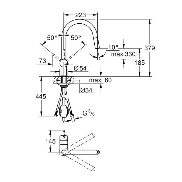 GROHE - Grohe Minta mitigeur monocommande évier avec douchette 2 jets, cuivre brossé (G32321DL2) - large