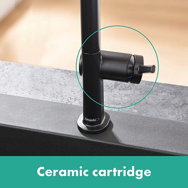 HANSGROHE - Hansgrohe Talis M54 Mitigeur de cuisine 270, avec douchette extractible 1 jet, Noir mat (72808670) - large