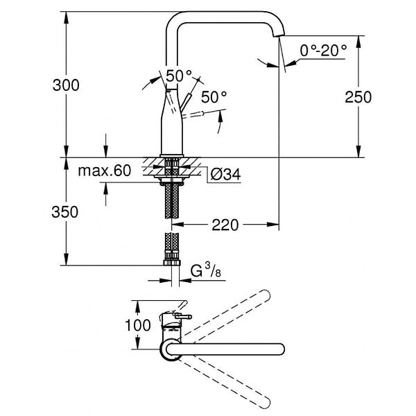 GROHE - Grohe Essence Mitigeur monocommande d'évier, Supersteel (30269DC0) - large