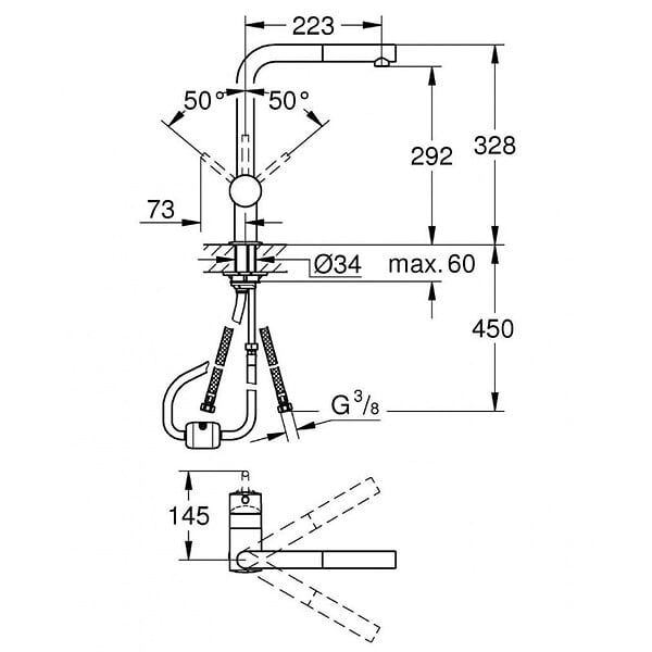 GROHE - Grohe Minta Mitigeur évier avec douchette SuperSteel (32168DC0) - large