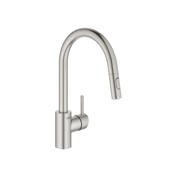 GROHE - Grohe CONCETTO Mitigeur monocommande pour évier avec douchette extractible 2 jets, Inox brossé (G-31483dc2) - large