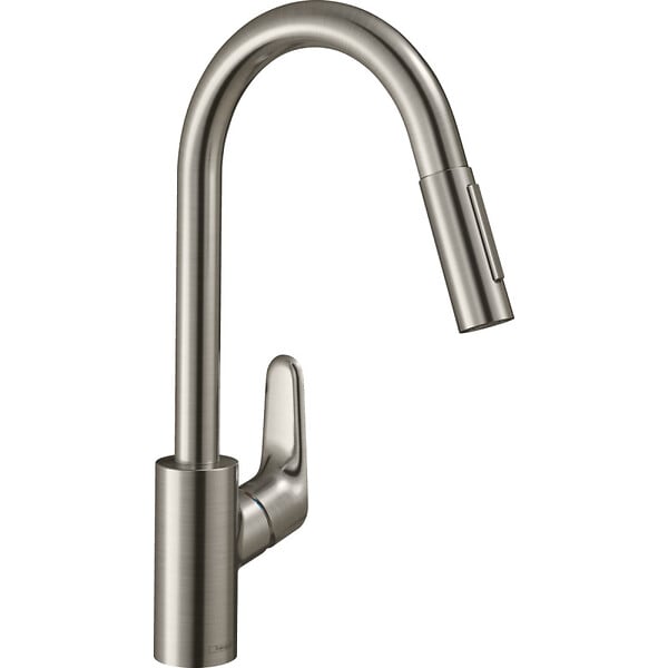 HANSGROHE - Hansgrohe Focus M41 Mitigeur d'évier 240 avec douchette extractible, 2 jets, Inox brossé (31815800) - large