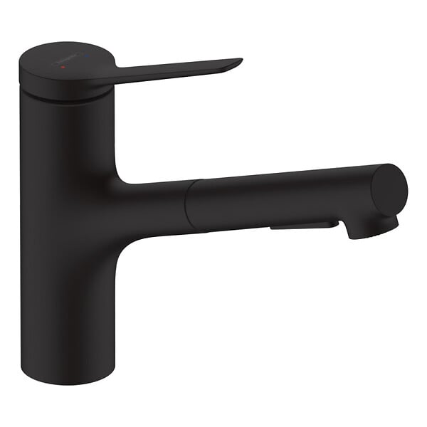 HANSGROHE - Hansgrohe Zesis M33 Mitigeur de cuisine 150 avec douchette extractible 2 jets, Noir mat (74800670) - large