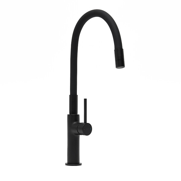 SWISS AQUA TECHNOLOGIES - Swiss Aqua Technologies Mitigeur pour évier de cuisine, bec flexible en silicone, aérateur Neoperl®, cartouche en céramique, noir mat (SATBSD290CM) - large