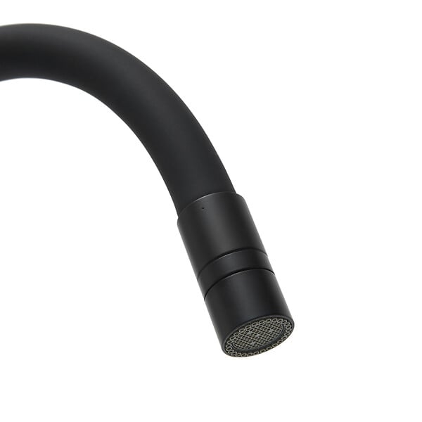 SWISS AQUA TECHNOLOGIES - Swiss Aqua Technologies Mitigeur pour évier de cuisine, bec flexible en silicone, aérateur Neoperl®, cartouche en céramique, noir mat (SATBSD290CM) - large