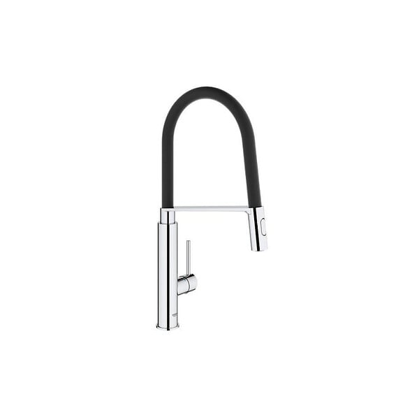 GROHE - Grohe Concetto Mitigeur cuisine semi-pro avec flexible hygiénique noir et douchette 2 jets, Chrome (G-31491000) - large
