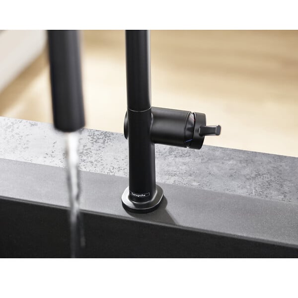 HANSGROHE - Hansgrohe Talis M54 Mitigeur de cuisine 210, avec douchette extractible 2 jets, Noir mat (72800670) - large