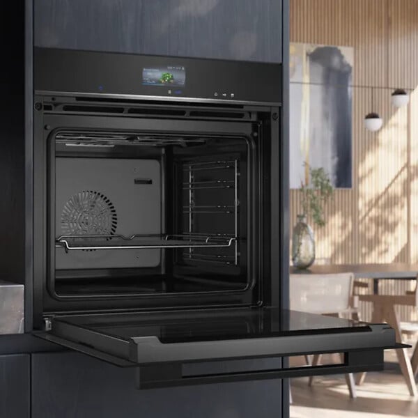 SIEMENS - Siemens iQ700 four à vapeur encastrable 60x60 cm, classe A+, 21 modes de cuisson, écran tactile, noir (HS736G1B1) - large