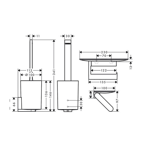 HANSGROHE - Hansgrohe WallStoris Ensemble d'accessoires pour les toilettes, Noir mat (27969670) - large
