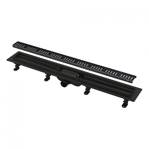ALCA - Alca Caniveau de douche 850 mm avec grille, noir mat (APZ10BLACK-850M) - large