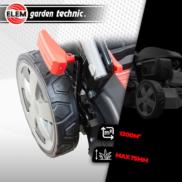 ELEM GARDEN TECHNIC - Tondeuse thermique tractée 145CC avec moteur Honda, mulching et éjection latérale - large