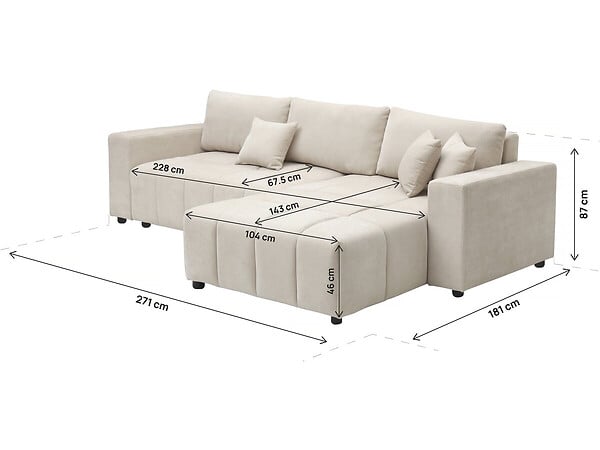 HABITAT ET JARDIN - Canapé d'angle convertible style bubble tissu chenille "George" 4 places - Beige - large