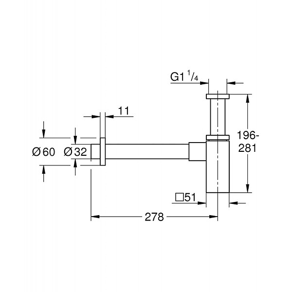 GROHE - Grohe Siphon en laiton pour lavabo, Technologie StarLight éclatant et durable, Hard Graphite brossé (40564AL0) - large