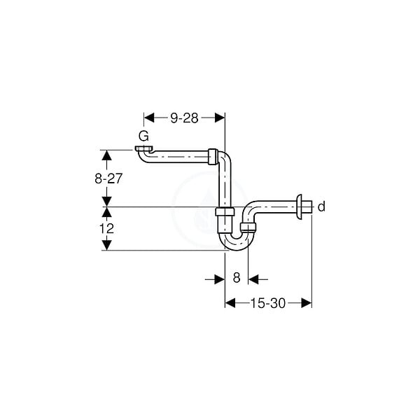 GEBERIT - Geberit Siphon en tube coudé pour lavabo, modèle gain de place, sortie horizontale, Blanc alpin (151.107.11.1) - large