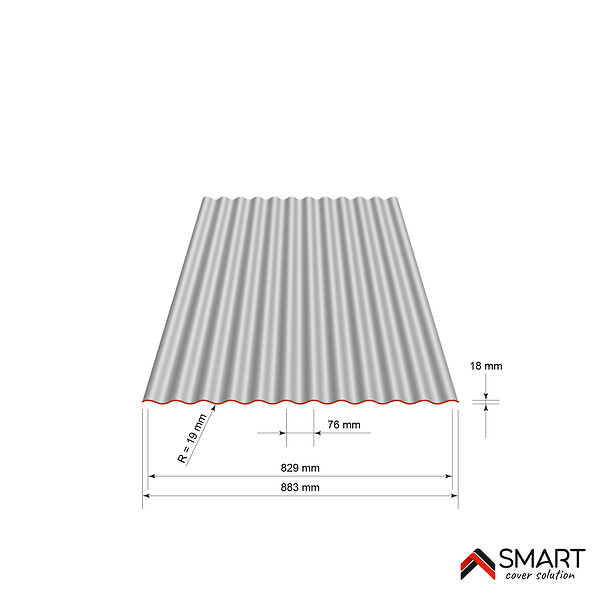 BRAVO THE SMART SOLUTION - Tôle bac acier - Toiture - Couverture - plaque S18 Galvanisé Dimensions 2000x883x0.40mm Zinc 275 gr S220GD - large