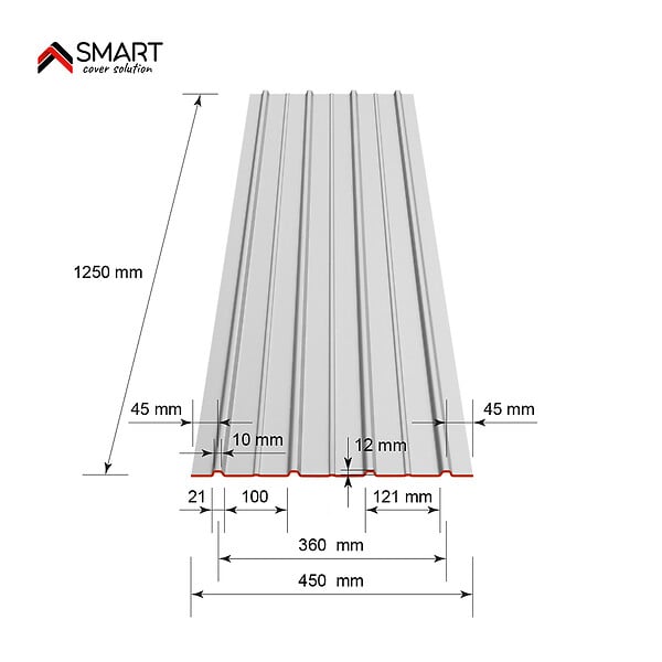 BRAVO THE SMART SOLUTION - SMART COVER Pack 12 tôles bac acier - toiture - couverture H12 | Dimensions: 125cm x 45cm=6,75m² | épaisseur: 0,30mm  | Qualité Allemande | Acier couleur RAL 7016 - large