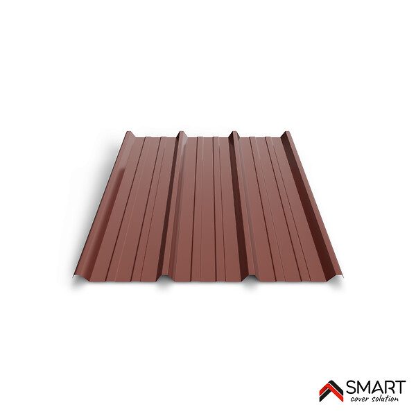 BRAVO THE SMART SOLUTION - Tôle bac acier - Toiture - Couverture - plaque TR45 Coloris Rouge Terracotta RAL 8012 Dimensions 2000x1050x0.50mm - large