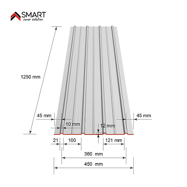 BRAVO THE SMART SOLUTION - SMART COVER Pack 12 tôles bac acier - toiture - couverture H12 - Dimensions: 125cm x 45cm = 6,75m² | épaisseur: 0,30mm | Qualité Allemande | Acier couleur RAL 8017 - large