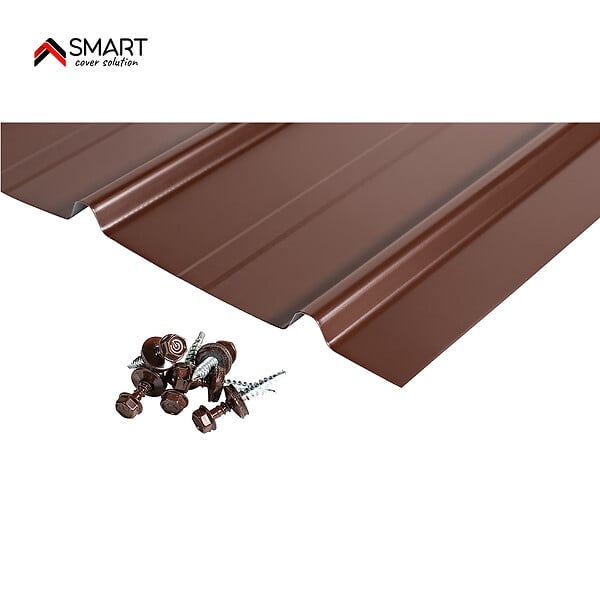 BRAVO THE SMART SOLUTION - SMART COVER Pack 12 tôles bac acier - toiture - couverture H12 - Dimensions: 125cm x 45cm = 6,75m² | épaisseur: 0,30mm | Qualité Allemande | Acier couleur RAL 8017 - large