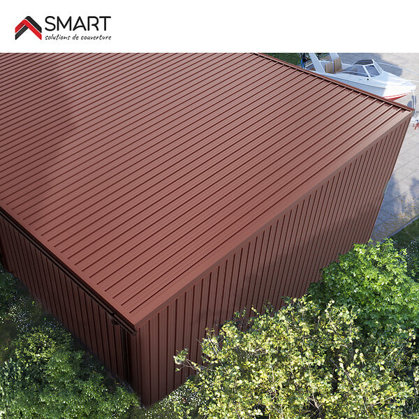 BRAVO THE SMART SOLUTION - Tôle bac acier - Toiture - Couverture - plaque TR25 Coloris Rouge Terracotta RAL 8012 Dimensions 2000x1110x0.50mm - large