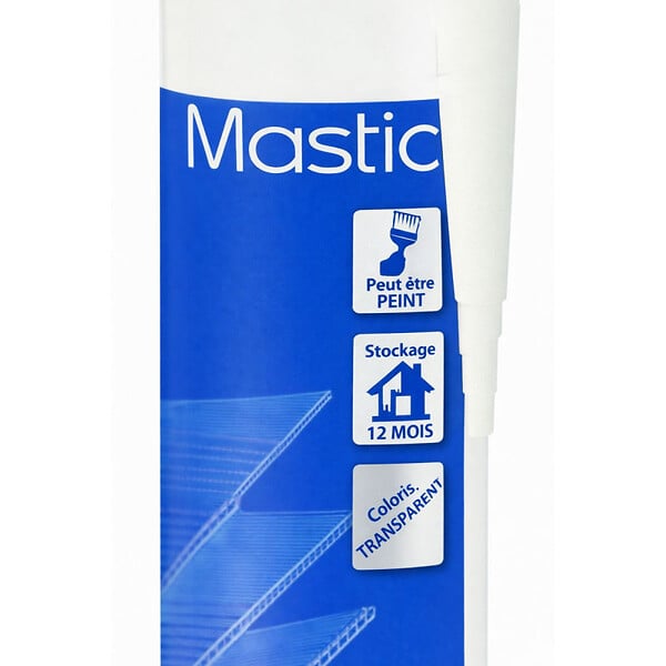 MCCOVER - Mastic silicone transparent polycarbonate et multi supports 310 ml Transparent, Contenance - 310 ml - large
