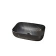 AURLANE - Vasque à poser rectangulaire en céramique noire mat effet marbre 46x32x13.5 cm - BLACK MARBLE - vignette
