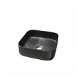 AURLANE - Vasque à poser carrée en céramique noire mat effet marbre 38x38x14 cm - BLACK MARBLE - vignette