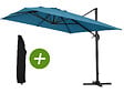 HABITAT ET JARDIN - Parasol jardin déporté Alu "Sun 4" - Rectangle - 3 x 4 m - Bleu + Housse de protection - vignette