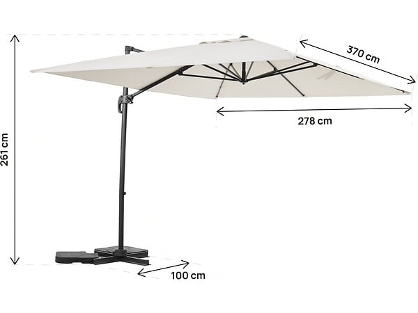 HABITAT ET JARDIN - Parasol jardin déporté en aluminium "Sky 4" - 3 x 4 m - Ecru - Avec housse - large