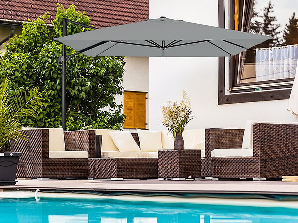 HABITAT ET JARDIN - Parasol jardin déporté en aluminium "Sky 4" - 3 x 4 m - Gris - Avec Housse - large