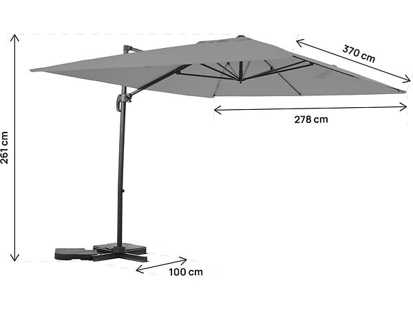 HABITAT ET JARDIN - Parasol jardin déporté en aluminium "Sky 4" - 3 x 4 m - Gris - Avec Housse - large