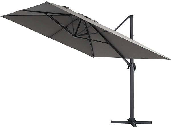 HABITAT ET JARDIN - Parasol jardin déporté Alu "Sun 4" - Rectangle - 3 x 4 m + Housse de protection - Gris - large