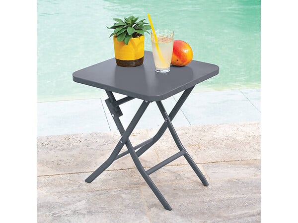 HESPERIDE - Table d'appoint carrée pliante Greensboro Graphite - 40 x 40 cm - Hespéride - large